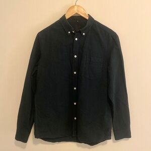 H&M Men's Dark Green Size M Long Sleeve Shirt Single Pocket, Button Down